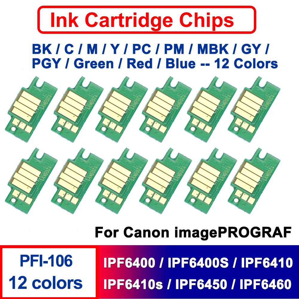 

Новейшие чипы картриджей PFI106 PFI-106 для принтера Canon IPF6400 IPF6400S IPF6410 IPF6410S IPF6450 IPF6460 PFI 106