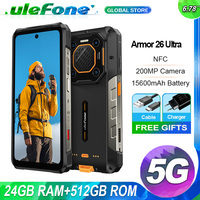 Ulefone Armor 26 Ultra,NFC,24GB RAM 512GB ROM,200MP Camera, 15600mAh,121dB Thunder Speaker,Android,5G Rugged,Global Version