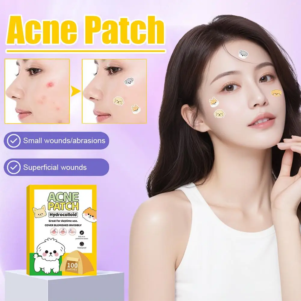 رقع حب الشباب بتصميم كلب لطيف 100/120/360 قطعة - شفافة ولطيفة ومسامية للبثور والعيوب أغطية لاصقة للعيوب