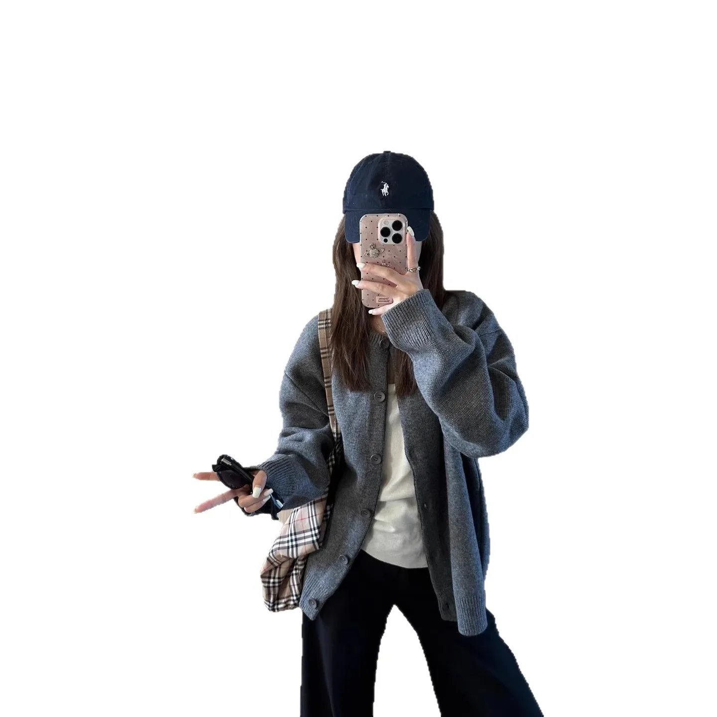 سترة محبوكة 2025 خريفية نسائية فضفاضة وكسول ملابس خارجية غير رسمية متعددة الاستخدامات للشتاء