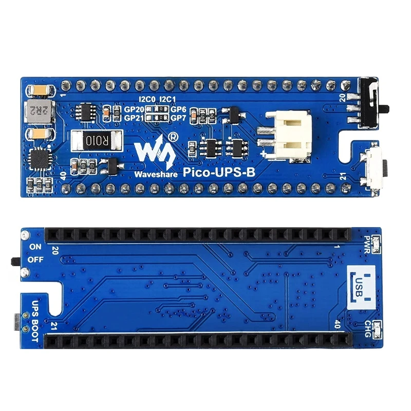 Waveshare UPS Module B for Raspberry Pi Pico Board, Uninterruptible Power Supply Monitoring Battery Via I2C Bus,Stackable Design