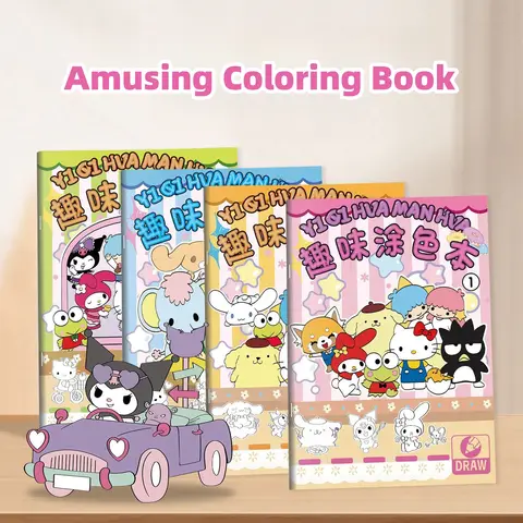 Libro de pintura Kawaii de Hello Kitty, libro de colores de Anime Sanrio Kuromi, libros para colorear de dibujo divertido, libro de copia de dibujos animados, juguete, regalo para niños
