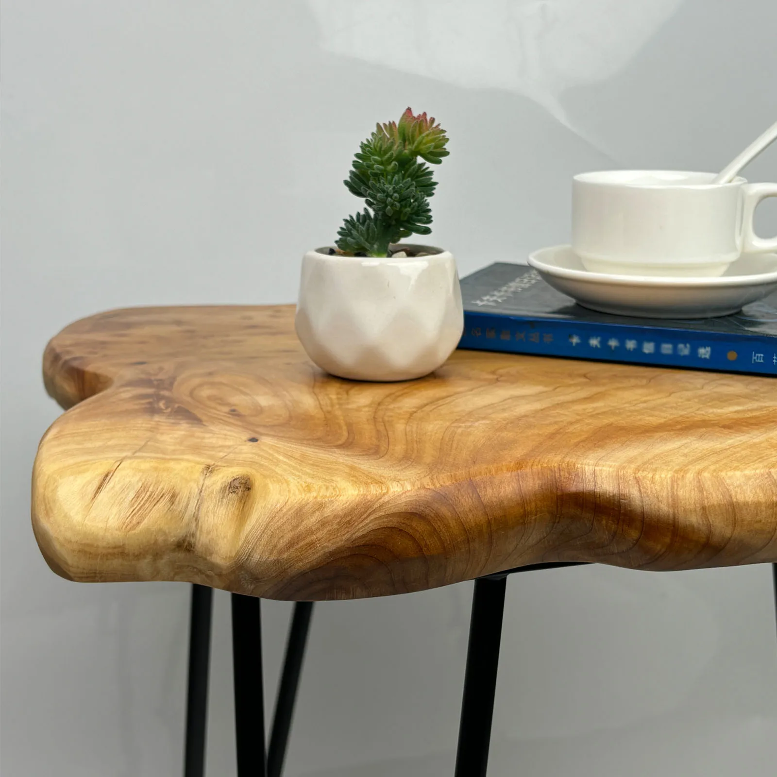 Live Edge Side Table, Wood End Table 16" L x 12" W x 17" T , Nightstand, Plant Stand  ，Unique desktop for Living Room image 5