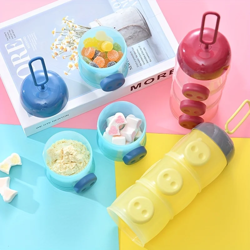 Cartoon Portable Baby food storage, 3-Layers Formula Snacks Storage Container