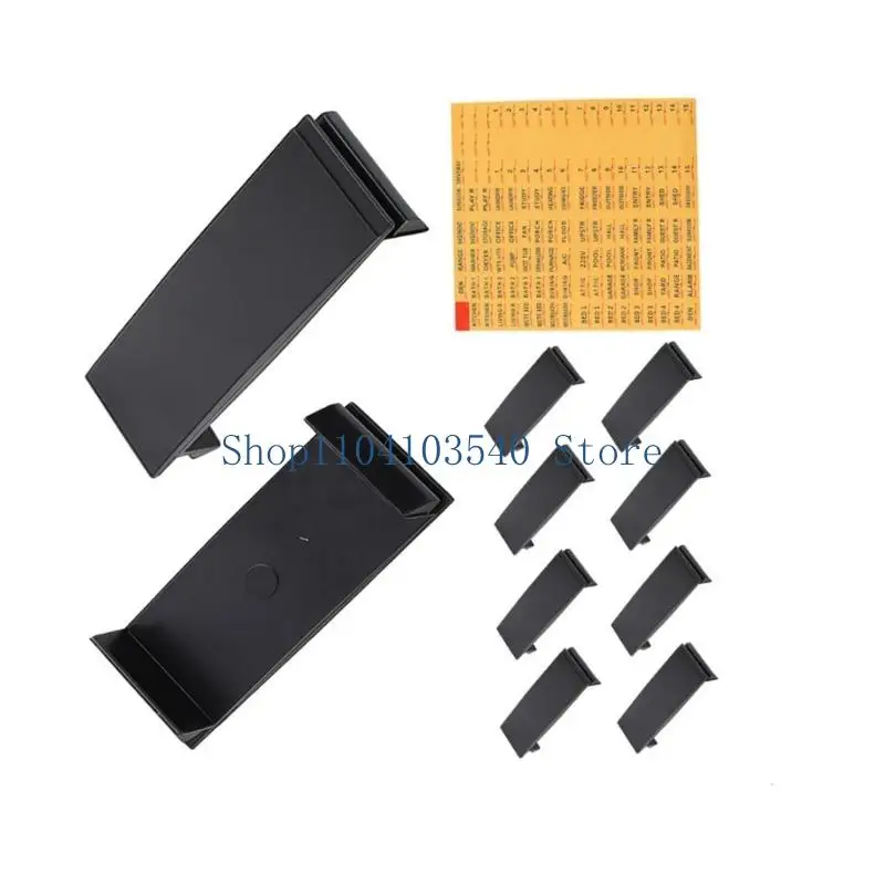 02DC Clip-In Panel Blank Insert Black Breaker Filler Plate Set of 10 with Folded Side Lock Design and Directory Labels for