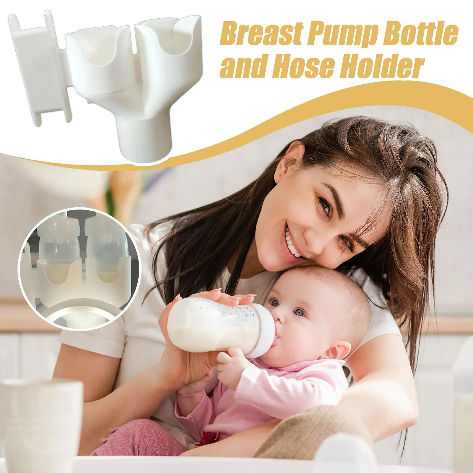 

Hose Organizer for Breast Pump Double Bottle Organizer with Hose Wrap Arm Portable Stand for Mother Desks Nighttime Home
