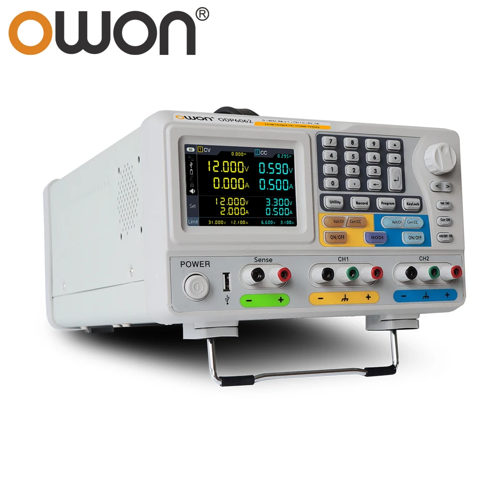 OWON ODP6062 2CH Dual Channel Output Programmable DC Power Supply Independent Controllable 60V/6A 6V/3A Low Ripples 4 inch LCD