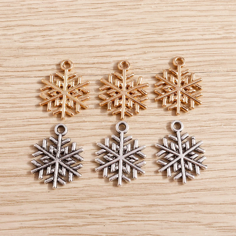 20pcs Cute Alloy Christmas Snowflake Charms Pendants for Jewelry Making Drop Earrings Necklaces Bracelets DIY Crafts Accessories