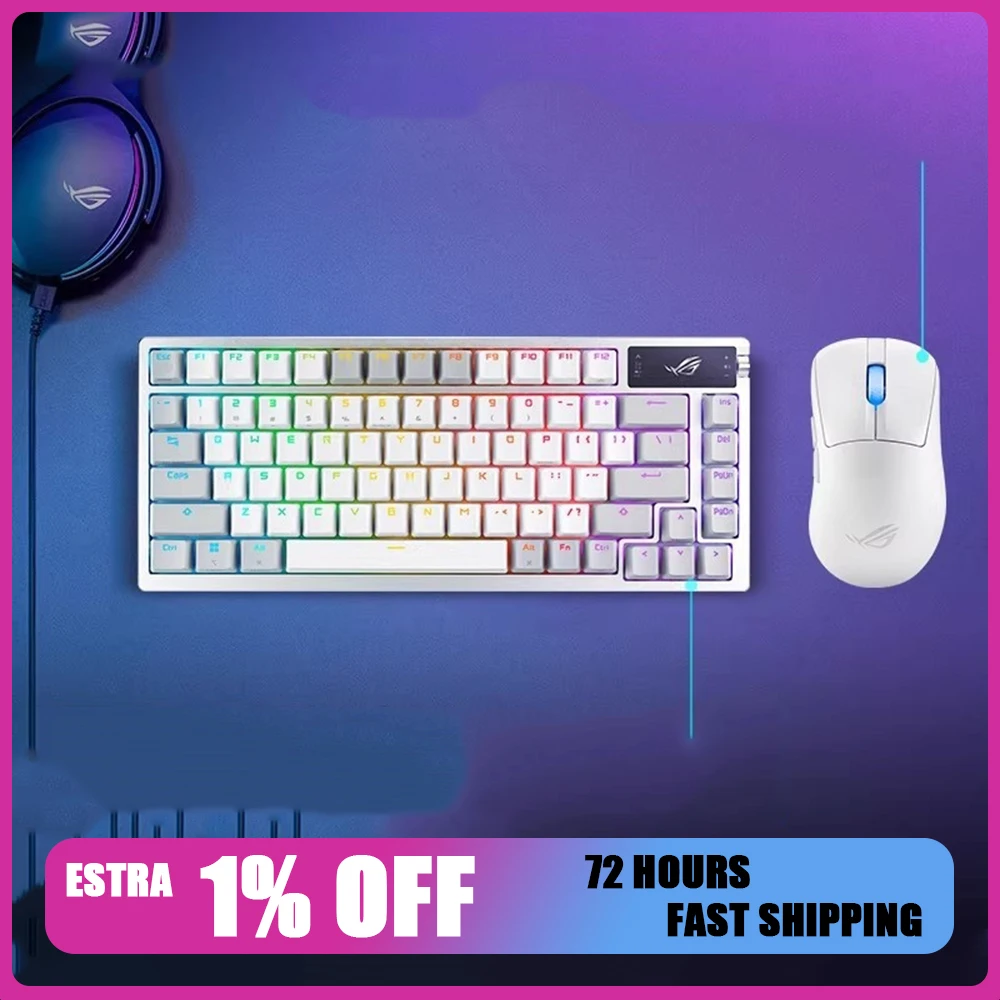 

Механическая клавиатура ROG Azoth с OLED-дисплеем 8K, управлением с экрана, тремя режимами, низкой задержкой, RGB-подсветкой, Gasket-креплением, возможностью горячей замены, аксессуары для ПК