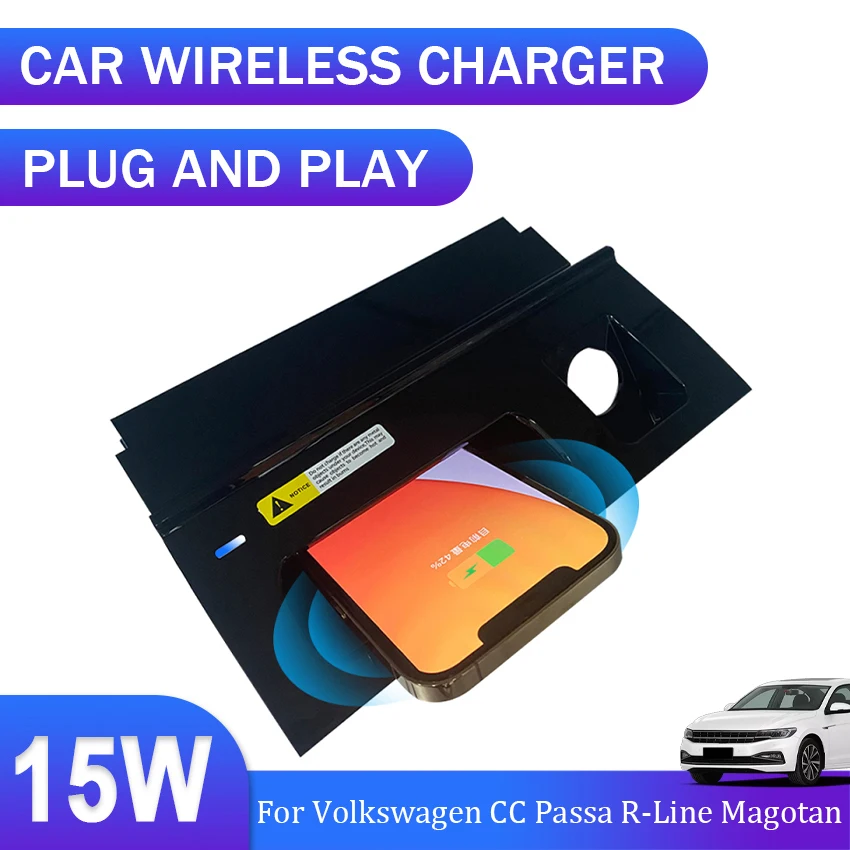 Car Wireless Charger QI phone charger charging case For Volkswagen CC Passa R-Line 2016 To 2018 2019 2020 For VW Magotan B8 2020