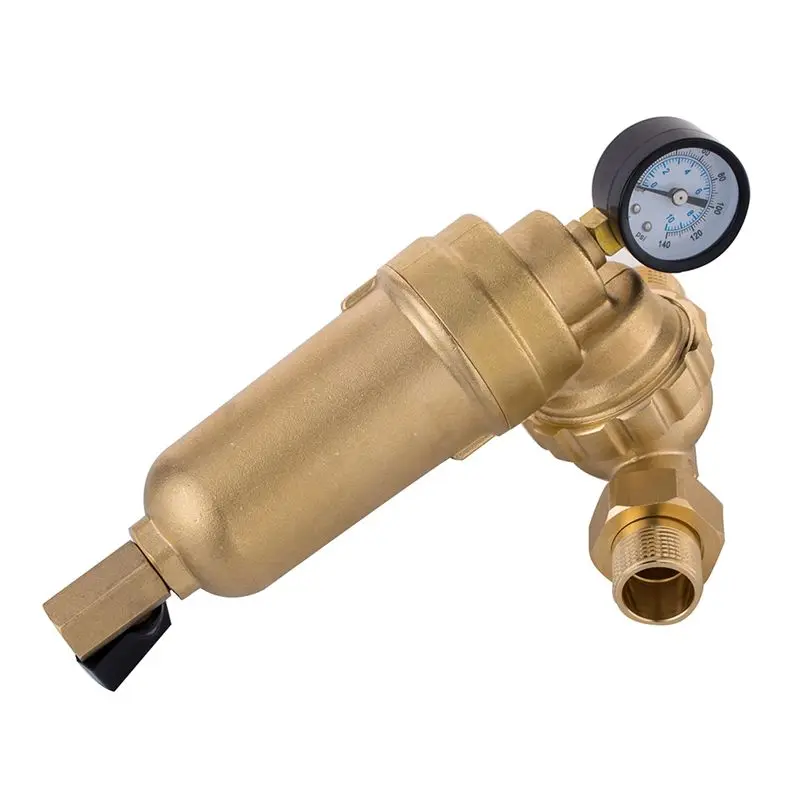 AC93-360 Degree Universal Rotating Valve Filter Whole House Central Filter Reusable Sediment Water Filter Nickel-Plated,A