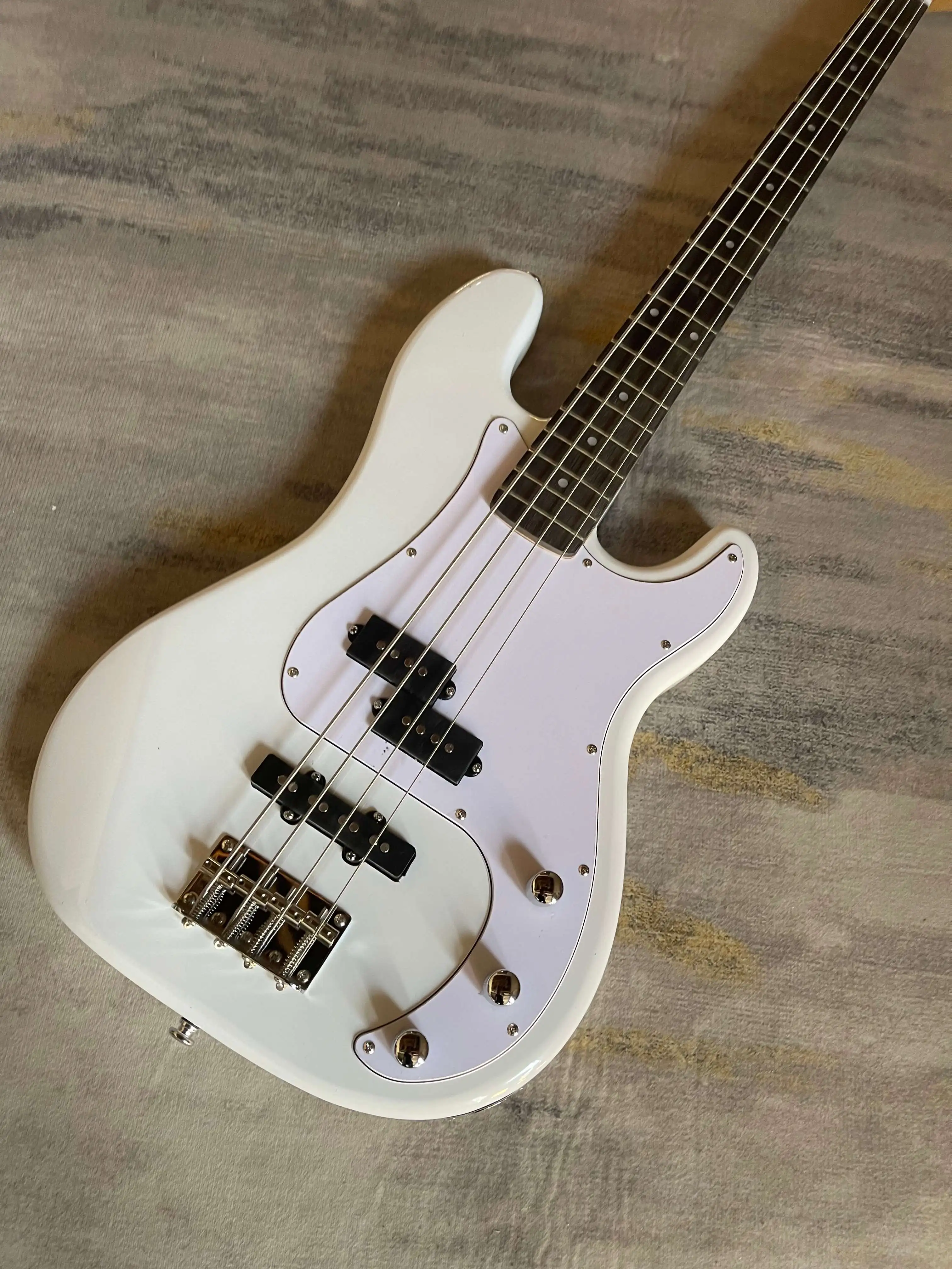 Clear White PB Bass Guitar Two Split Humbucker Pickups Classic Precision Shape For Jazz Funk Band Performance Free Shipping