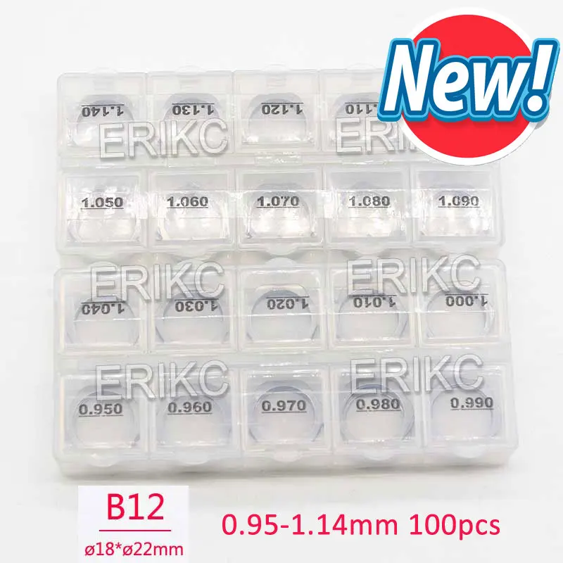 ERIKC B12 CR Injector Adjustment Shims, New Fuel Injection Washer Size: 0.95mm--1.14mm for 0445120 Series Injectors