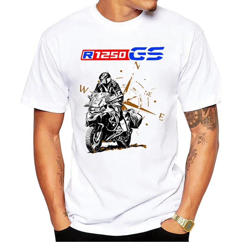 Drive The Classic Motorcycle GS 1250 R 1250 GS E30 Printed T-shirt Summer Men\'s Short Sleeve White Casual Top Hip Hop Boys\' Cycl