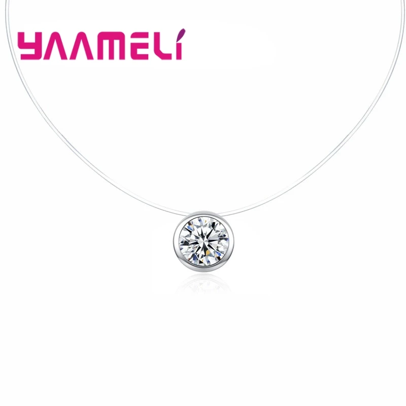 New Trendy Original 925 Sterling Silver Necklaces Jewelry Shining Geometric Round Pendant Clavicle Chain Collar for Woman Girl