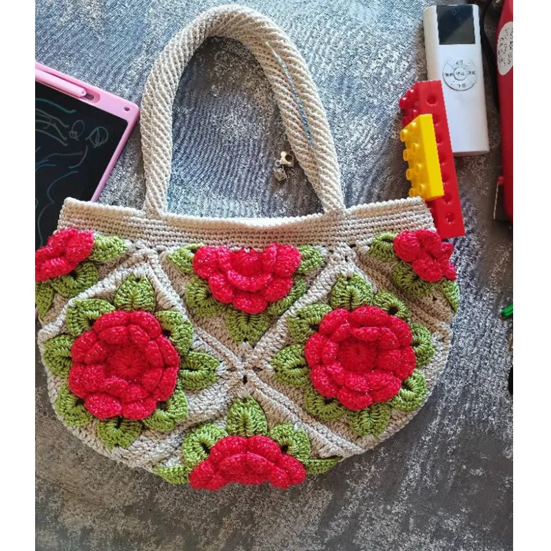 New Fashion Handmade Woven Bag Beaded Single Shoulder Underarm Casual Handbag Women\'s Customized Green Bags for Women 2021