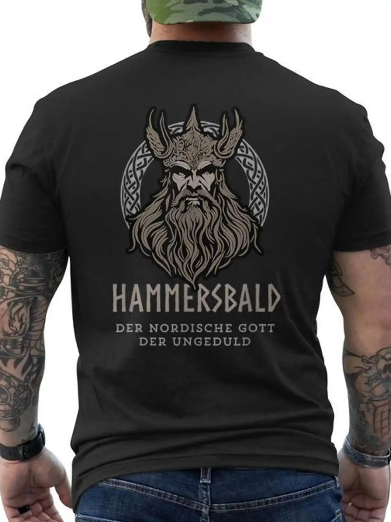 Hammersbald God of Impatience T-shirt graphique pour hommes T-shirt à col rond doux avec motif guerrier Coupe confortable toutes saisons