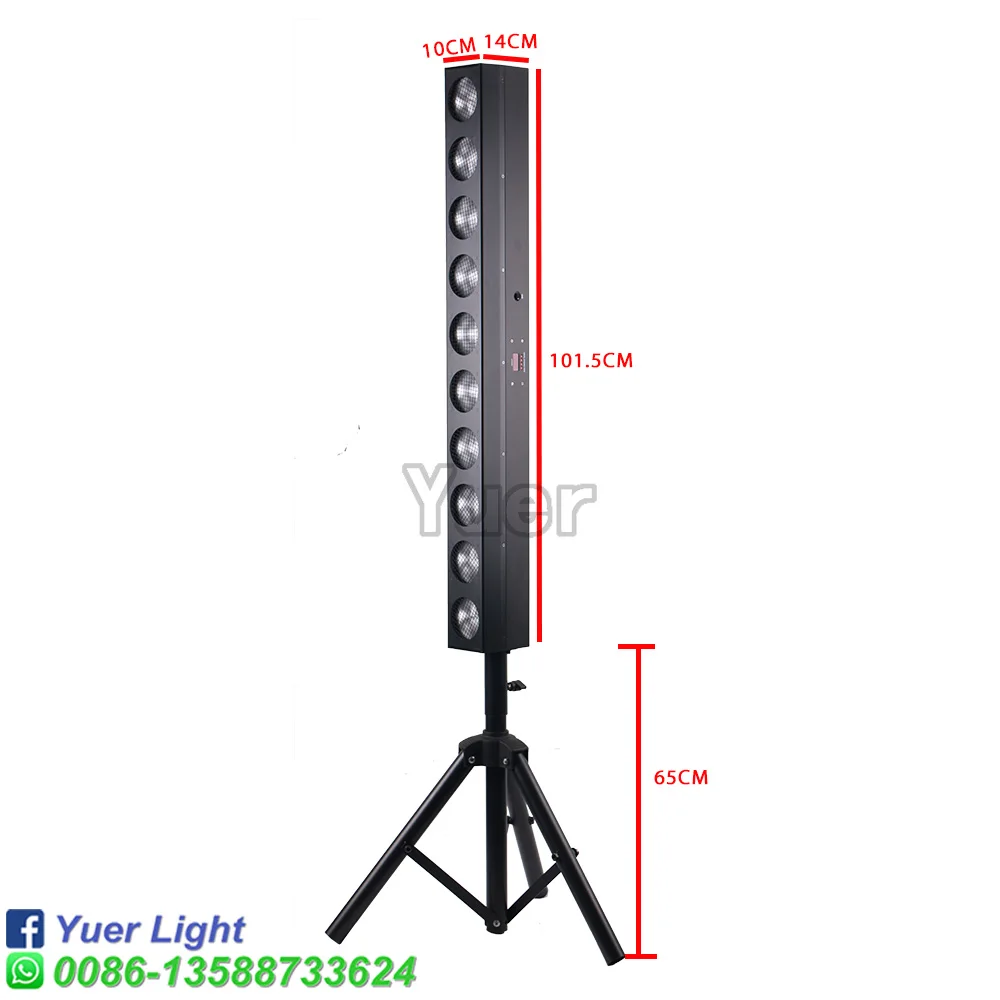 YUER LED 10x12W COB Amber Warm White Strobe Stage Light With Stand Effect DMX Music Control DJ Disco Party Wedding Lighting Lamp