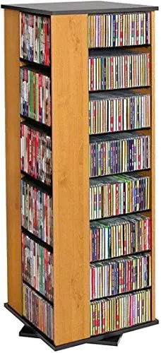 Revolving Media Tower 900 Black with Oak Trim