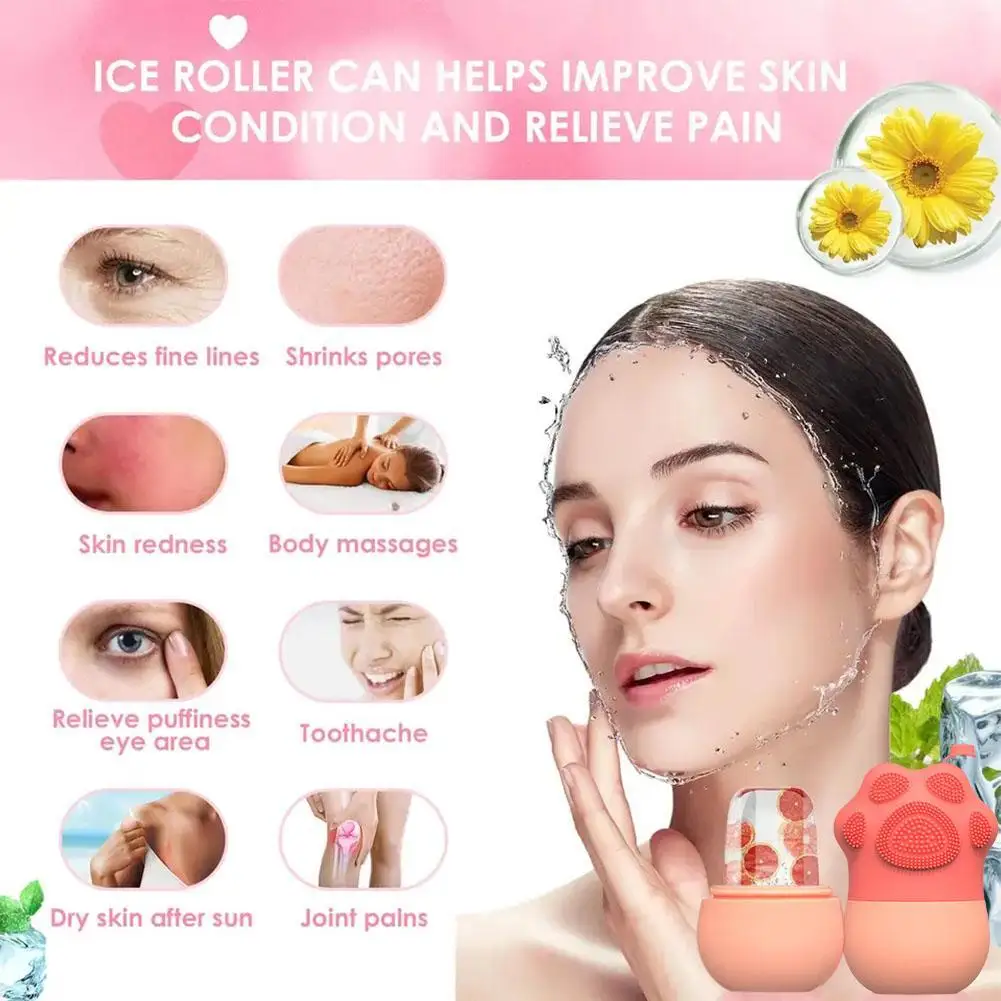 Novo rolo facial de gelo gua sha, rolo de inchaço, ferramentas de contorno, bandejas de cubos de gelo, bolas de gelo, massageador facial, ferramenta de cuidados de beleza