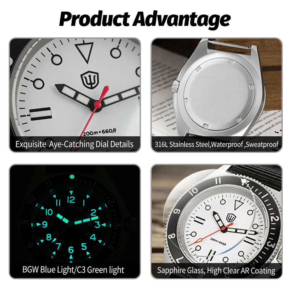 Watchdives WD1972 ساعة كوارتز الياقوت مضيئة الرجال الساعات VH31 الاجتياح ثانية حركة 20Bar ساعات مقاومة للماء مع صندوق هدية