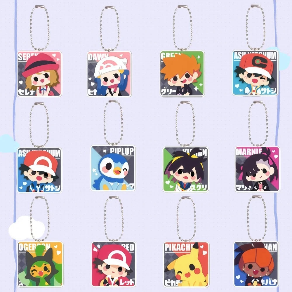 

For Pokemon Ash Ketchum Marnie Brock Piplup Dawn Kieran Serena Diy Acrylic KeyChain Anime Collection Decoration Pendant Gift