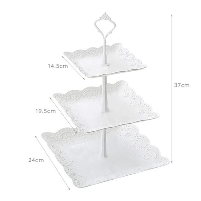 3 Tier Cake Stand Display White Rack Afternoon Tea Wedding Cupcake Plate Party Tableware Xmas Brithday Decoration Dessert Holder