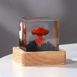 Nuclear Explosion Bomb Mushroom Cloud Lamp Resin Flameless Lamp for Courtyard Living Room Decor 3D Night Light Rechargeable Gift