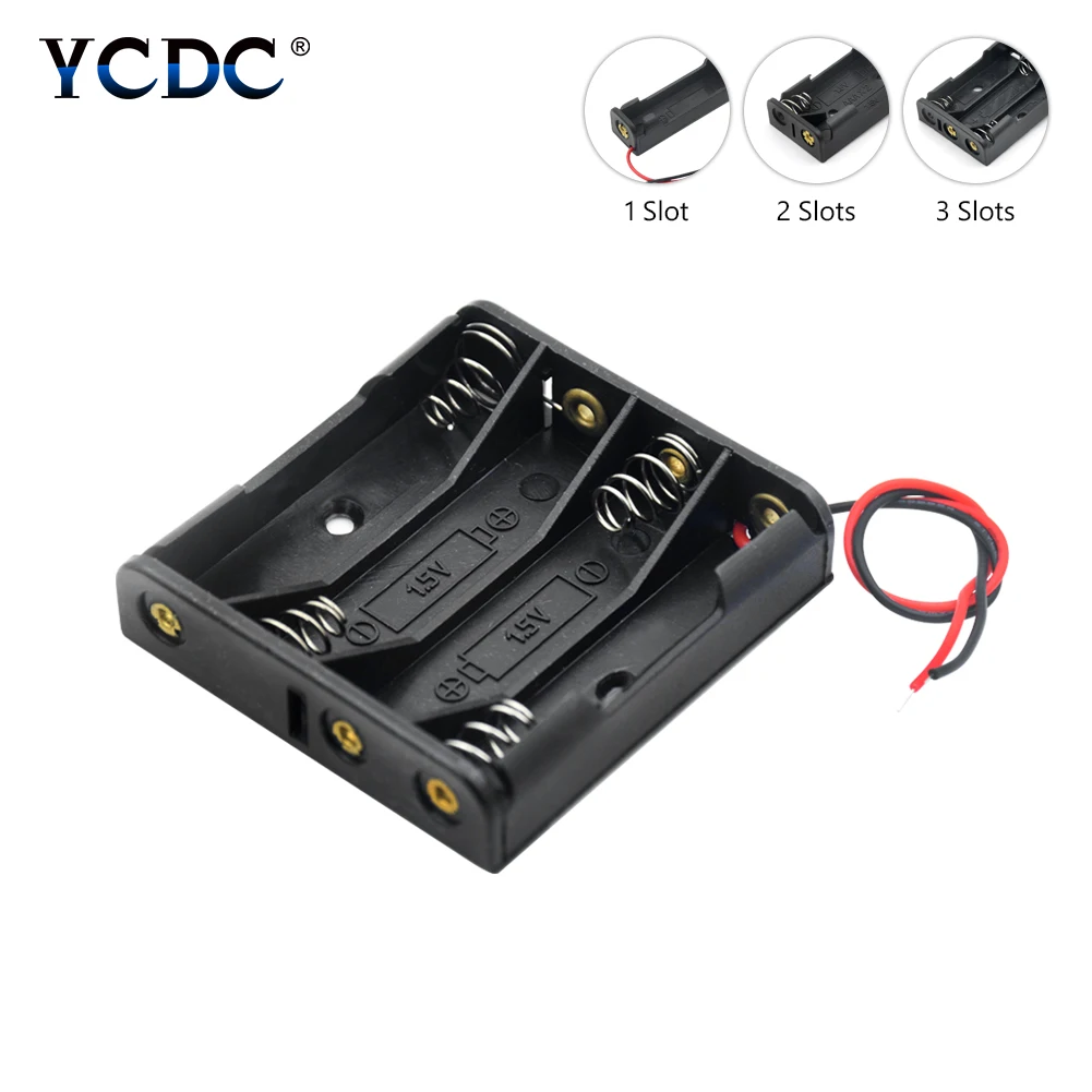 1Pack 1/2/3/4 Slot AAA Battery Storage Case Battery Box Battery Holder With Leads 1 2 3 4 Slots AAA Battery AAA Box Back By Back