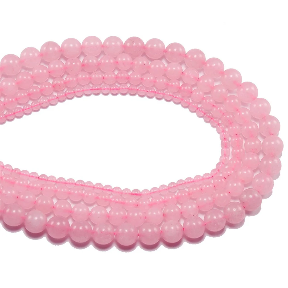 1Strand Pink Rose Powder Crystal Quartz Natural Stone Beads For Jewelry Making 6-10mm Round Loose Beads DIY Bracelet Accessories