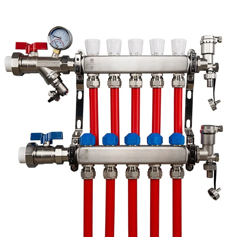 

Constant temperature control water drain ball valve geothermal automatic water collector floor heating water separator set