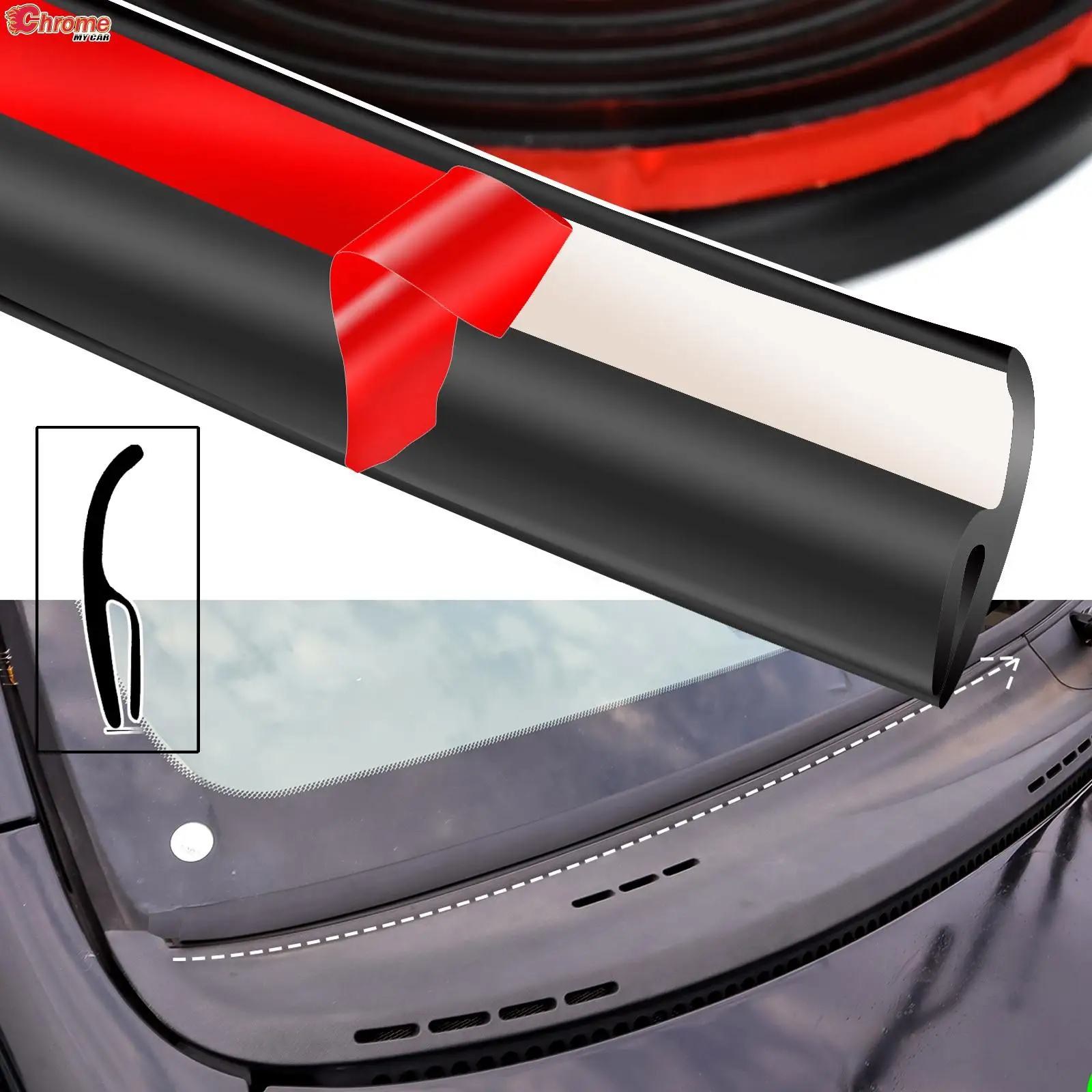 H-Type Car Window Seal Front Windshield Panel Rubber Seals Rear Window Glass Edge Protection Sealing Strips Weatherstrip Trim