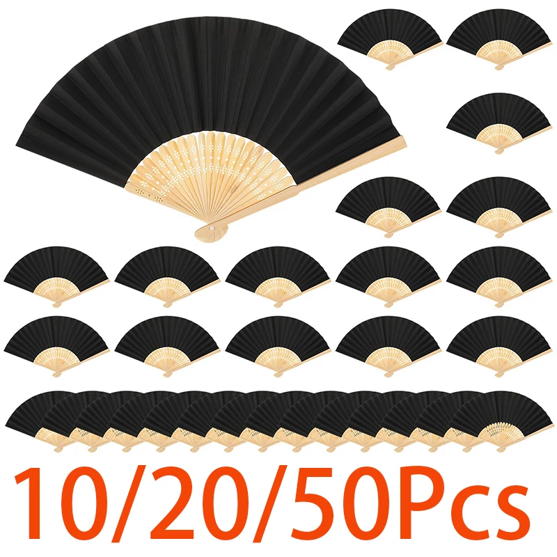 

10/20/50Pcs Paper Hand Held Fan Bamboo Paper Folding Fans for Weddings Foldable Wood Fans for Guest Bridal Shower Dancing Party