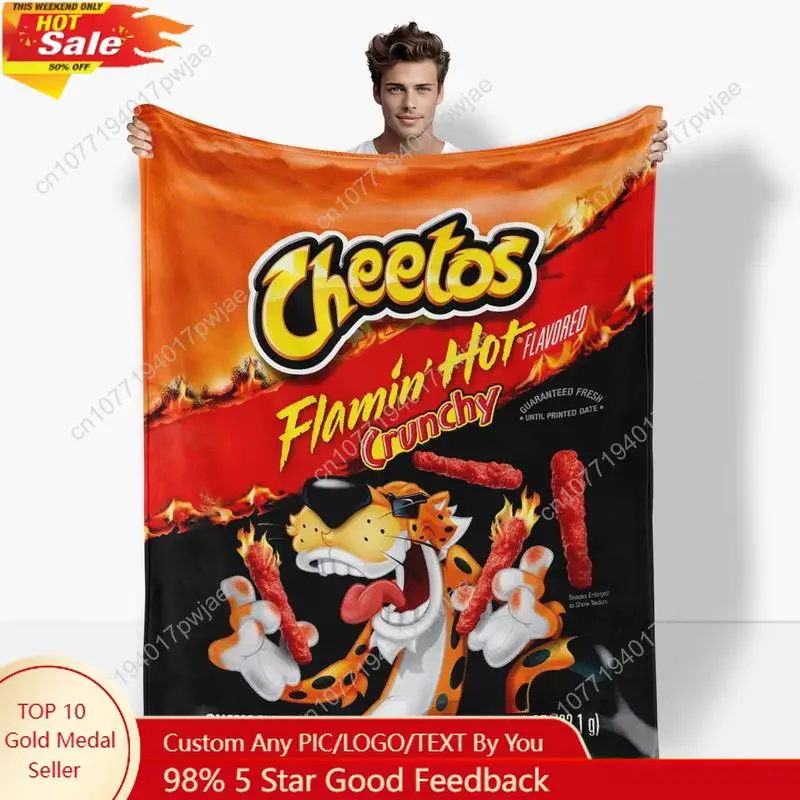 

Cheetos Pattern Flannel Blanket, Fun Snacks Blankets Soft Comfortable Warm Throw Room Blanket Room Accessories Custom blankets
