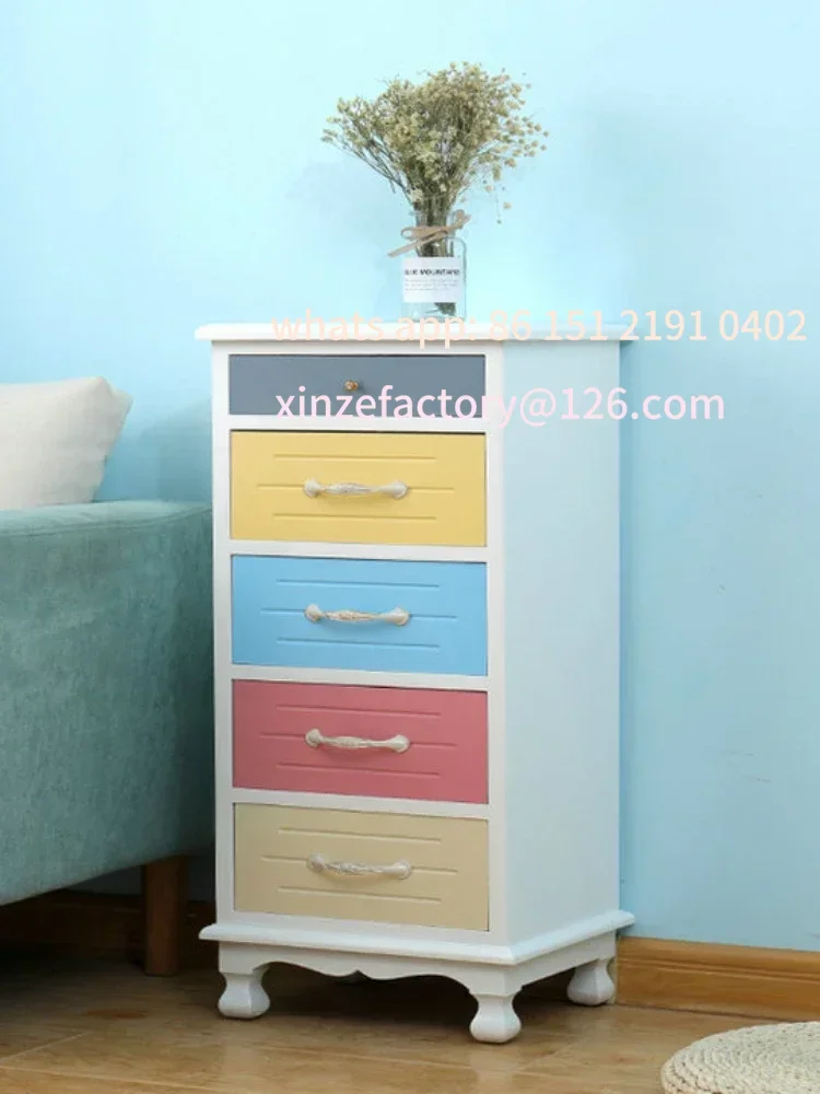 

Customizable Solid Wood Nightstand Small Size Seam Cabinet Bedroom Drawer Type Narrow Cabinet Wood Chest