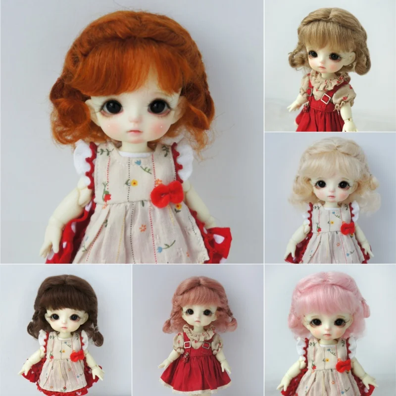 1/8 1/6 1/4 1/3 SD DOD QBaby Blythes muñeca pelo JD249 doble Mini trenzas onda corta de bebé Mohair pelucas de muñeca BJD