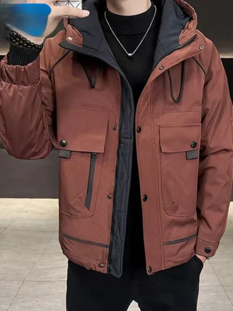 

Paul Men's Winter Workwear Cotton Jaet Thiened Fce Lined down Coat Warm Outerwear Youthful ulari Polyester Fiber