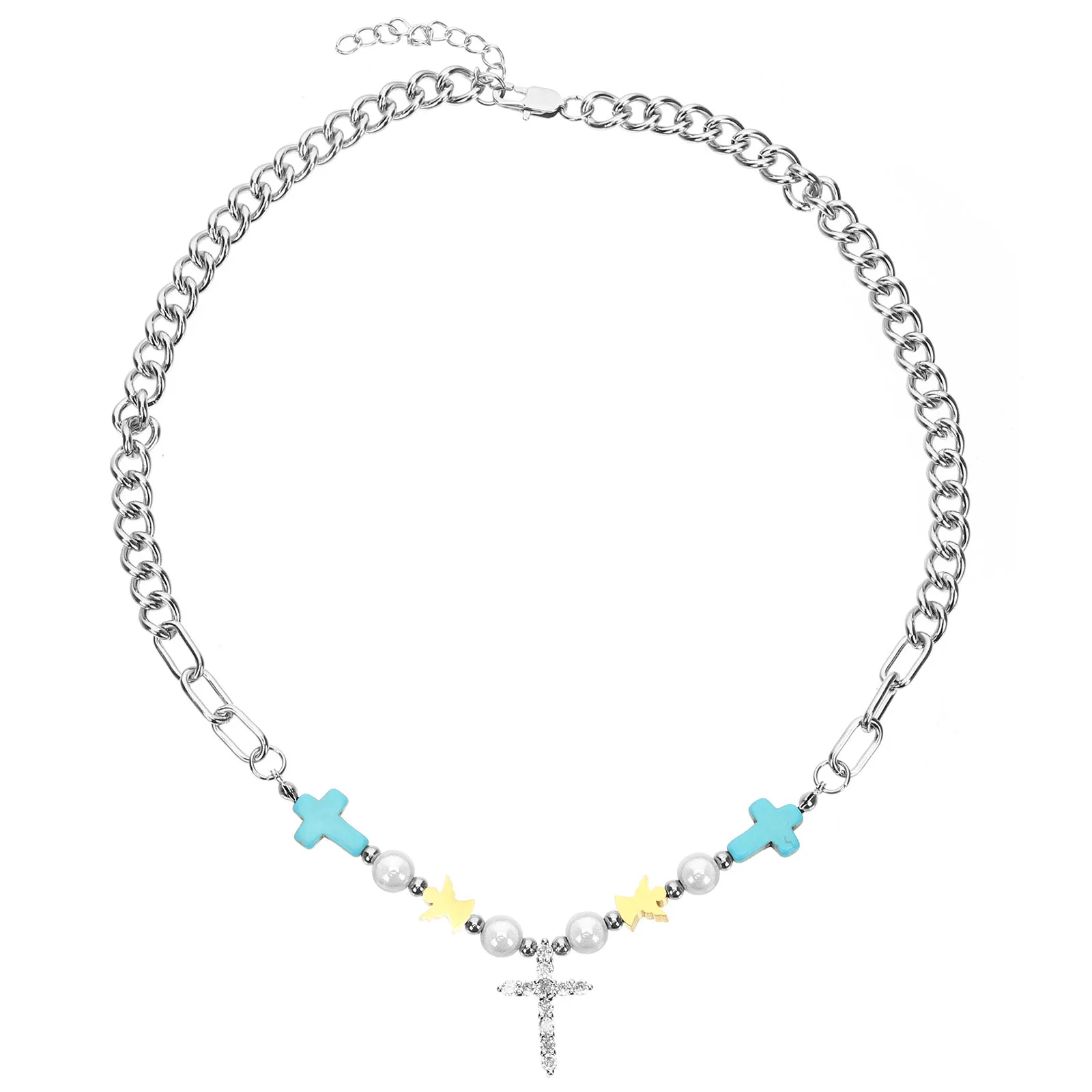 

Cross Zirconia Necklace Vintage Chain Neck Jewelry For Women Trendy Clavicle Choker Chain Necklace Fashion Accessories