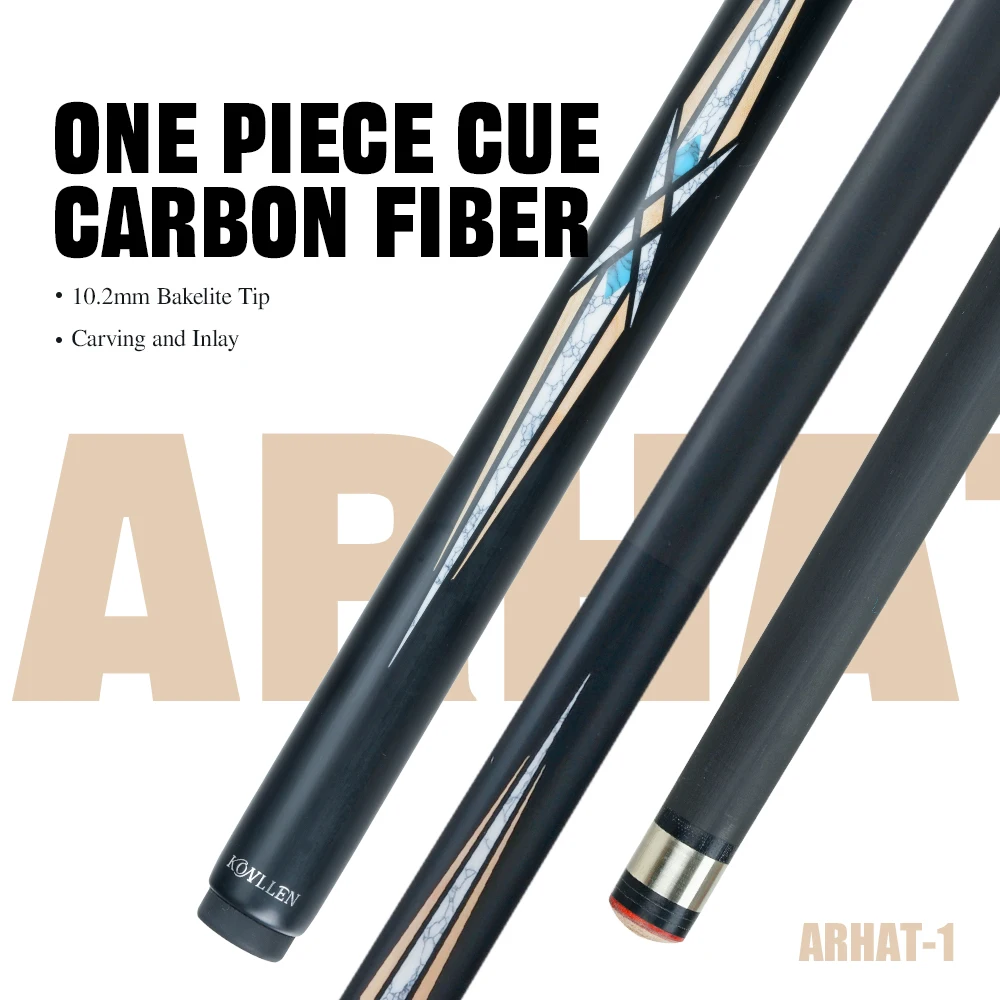 

KONLLEN Кий для снукера 10,2 мм, инкрустация из углеродного волокна, одинарный кий из черного дерева, черный, технология, бильярдный кий с удлинителем и футляром