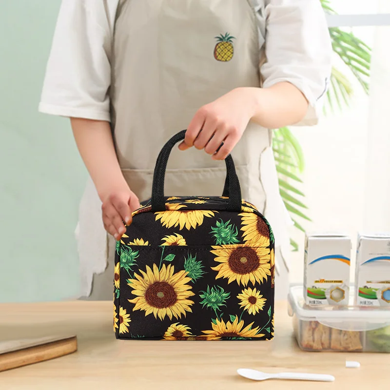 Nylon Sunflower Lunch Bag Large Capacity Insulated Ice Bag Fresh Outdoor Picnic Bag Portable Insulation Bag