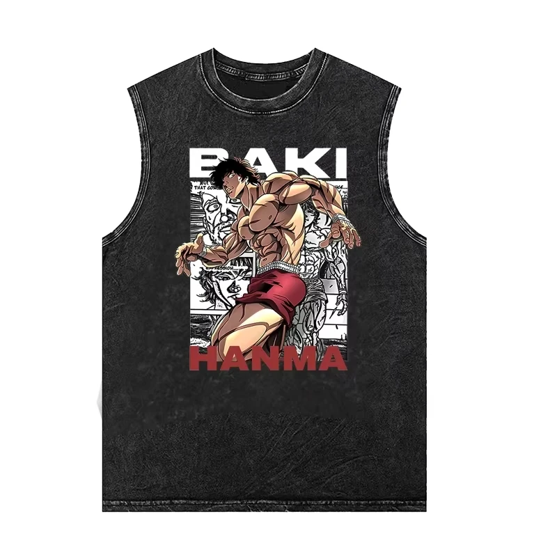 انمي ياباني الجرافيك تانك القمم رجل قميص بدون أكمام خمر غسلها سترة الصيف Y2k ملابس عادية تي شيرت Harajuku الشارع الشهير