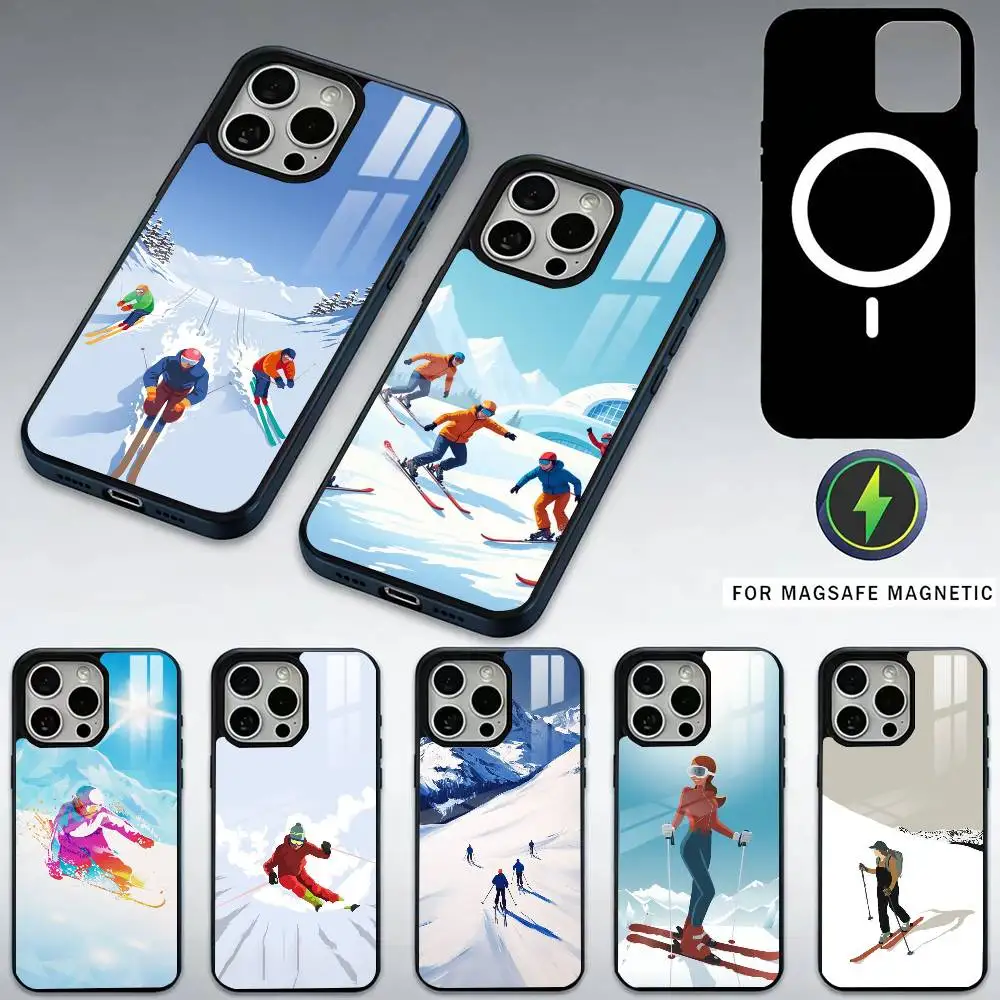 

skiing aesthetic Phone Case For iPhone17,16,15,14,13,12,11 Plus,Pro Max Magnetic For Magsafe Wireless Charging