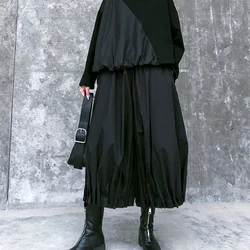 Gothic Pleated Lantern Culottes Streetwear Y2k Dark Style Japanese Harajuku Style Hakama Samurai Pants Men'S Clothing Unisex