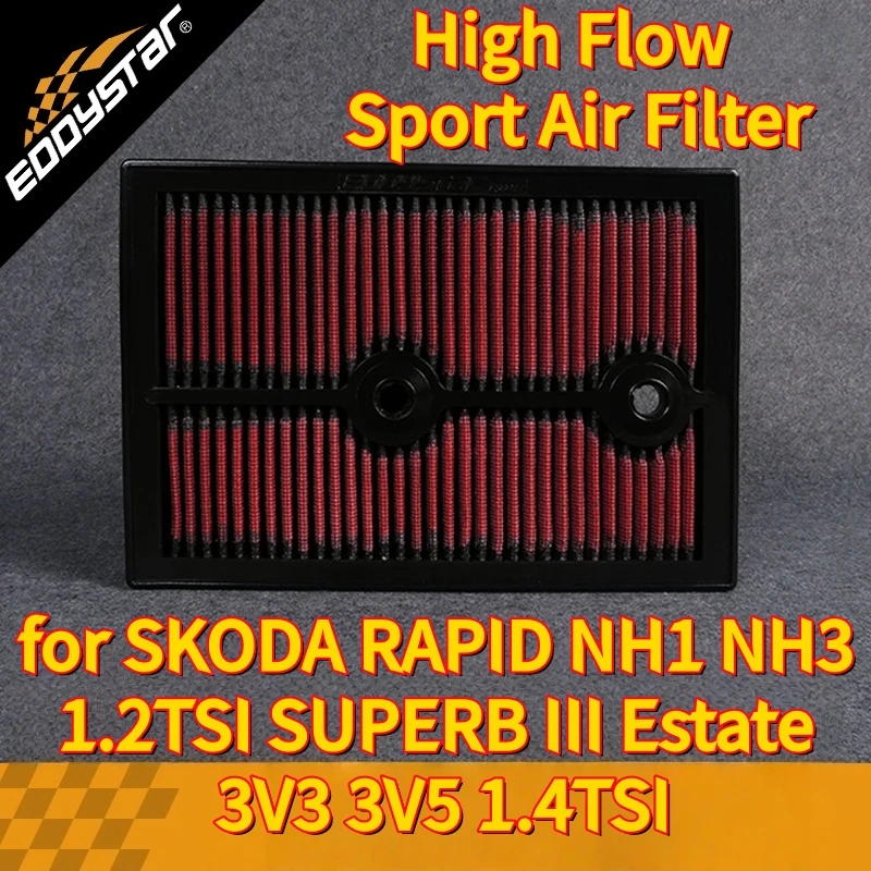 

Спортивный воздушный фильтр с высоким расходом для SKODA RAPID NH1 NH3 1.2TSI SUPERB III Estate 3V3 3V5 1.4TSI Моющиеся гоночные впускные фильтры