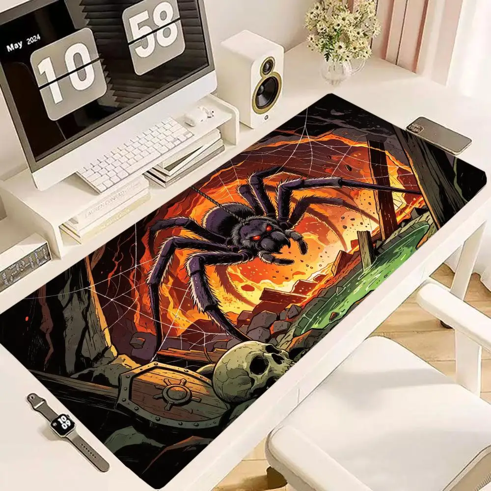 Lava Cave Giant Spider Table Mat Thick Rubber Smooth Glide Large Size For Gaming Office Decor