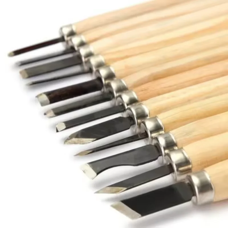 

12pcs Professional Wood Carving Chisel Knife Hand Tool Set For Basic Detailed Carving Woodworkers Gouges