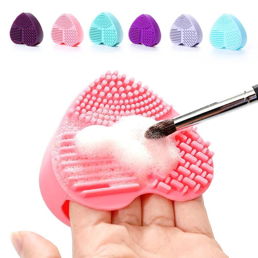 Hot Love Heart Wash Cosmetic Brushes Cleaner Silicone Makeup Tool Cleaning Scrubber