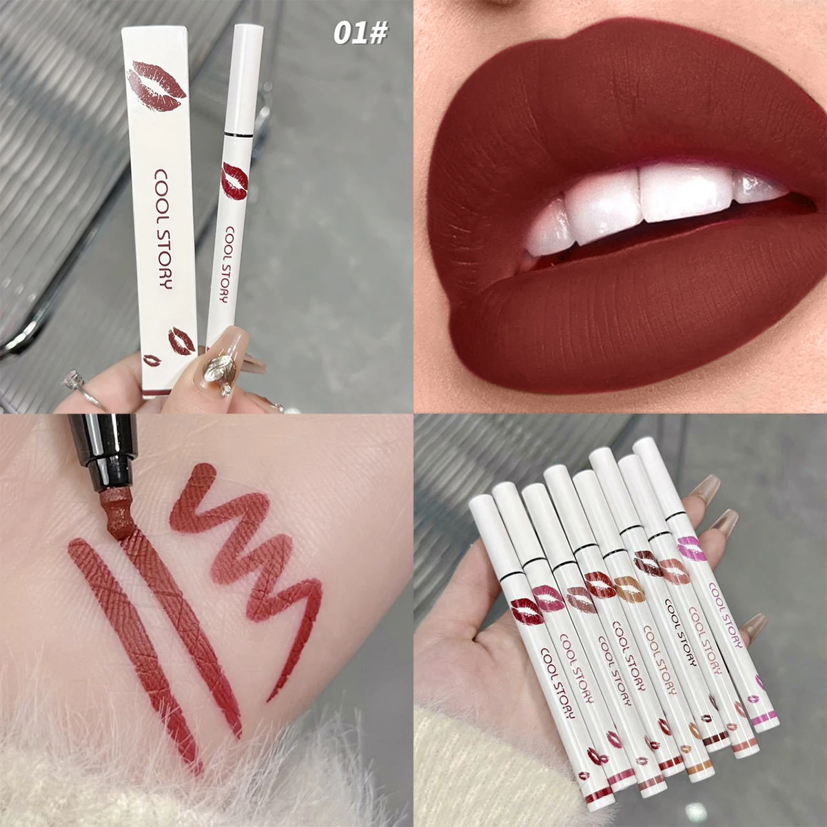 New Matte Liquid Lipstick Lipliner Lip Glaze Lip Color Long Term Non Graduated Cup Waterproof Lip Pen Cosmetics