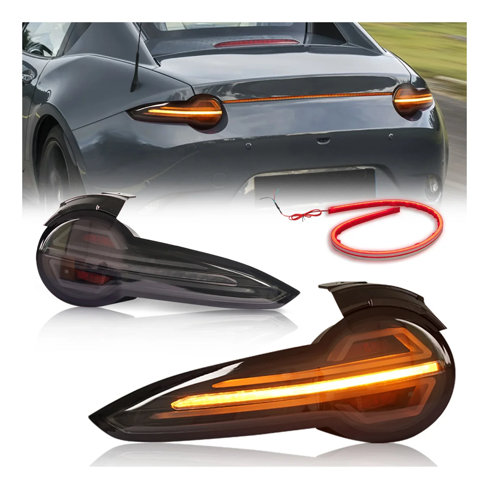 for Archaic Car LED Rear Lamp with Sequential Turning Signal for Mazda Miata MX5 Taillights MX-5 ND 2015-2023