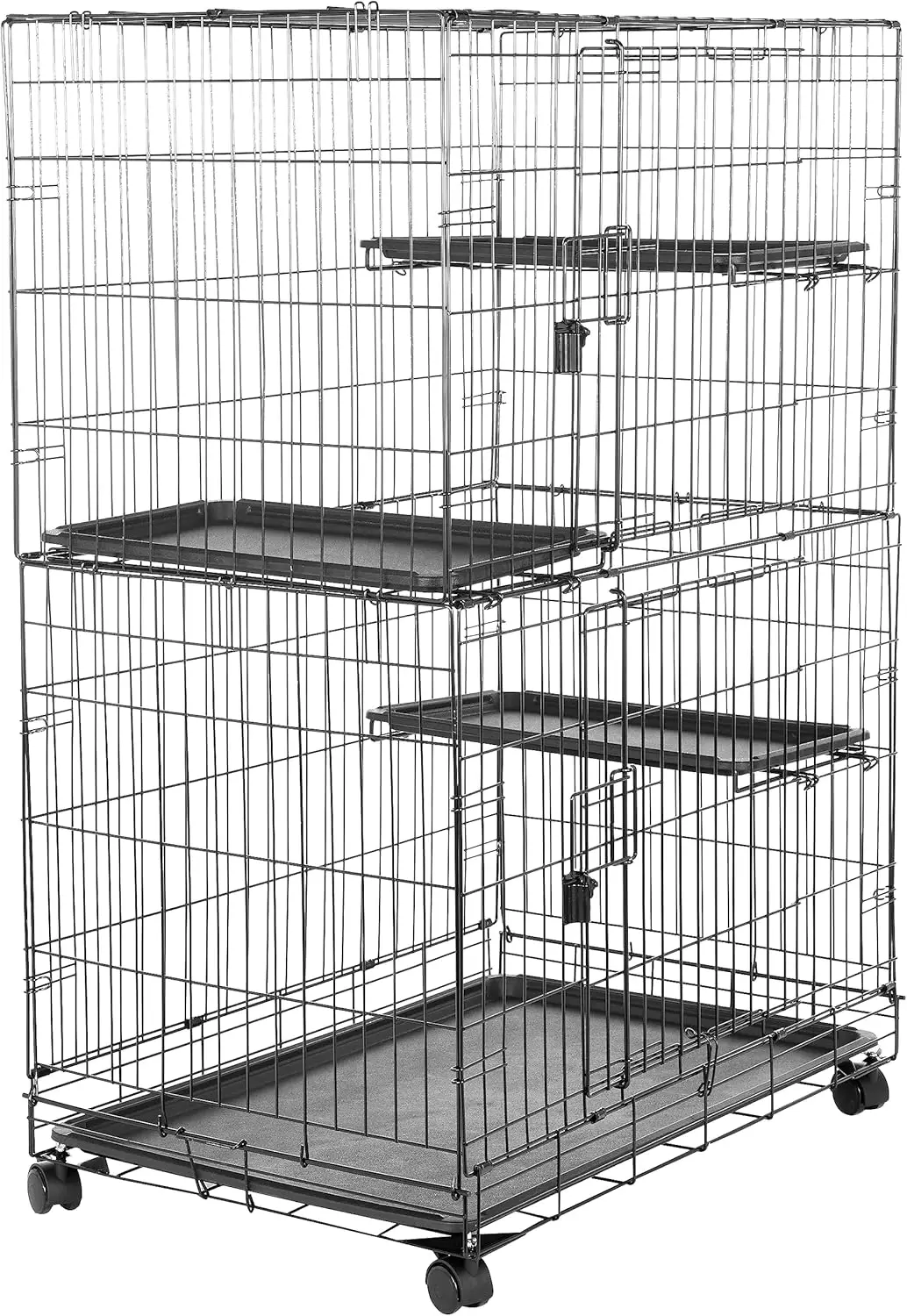 

Large 3-Tier Cat Cage Playpen Box Crate Kennel - 35.8"L x 22.4"W x 50.6"H, Black